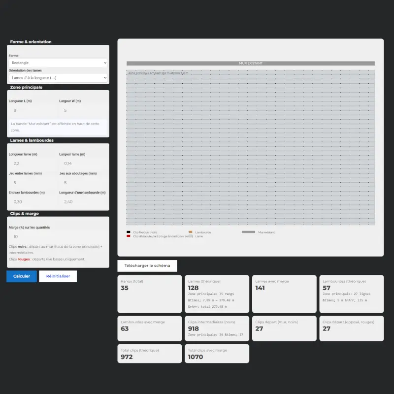 Calculateur pour terrasse composite