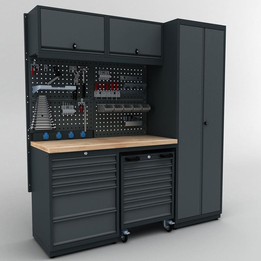 Meuble rangement garage et atelier 3 éléments H2020xL1860xP530 mm V3 - Photo 1