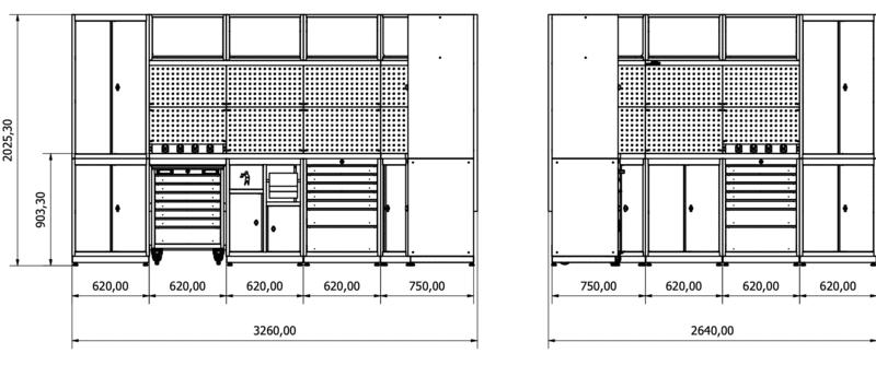 Meuble rangement d'angle garage et atelier 8 éléments H2020 x L1-3230 x L2-2610 x P530 mm - Photo 2