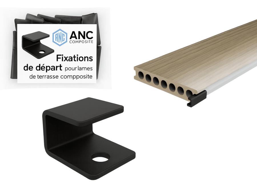 50 Fixations de départ pour lames de terrasse composite